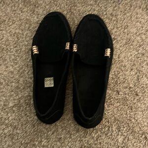 Chic Black Loafers with Gold Accents